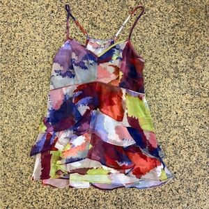 Colorful Watercolor Ruffle Tiered Cami Top
